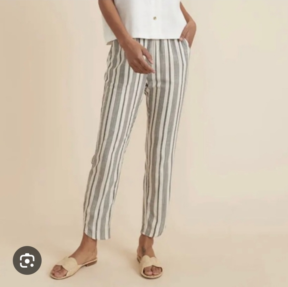 Marine Layer Black and Cream Striped Casual Pant